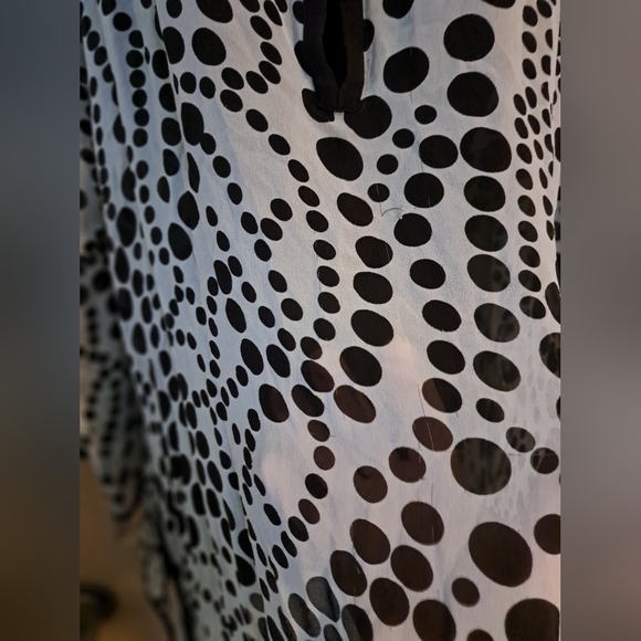 Chicos 100%silk semi-sheer polka-dot blouse size large - Picture 4 of 9